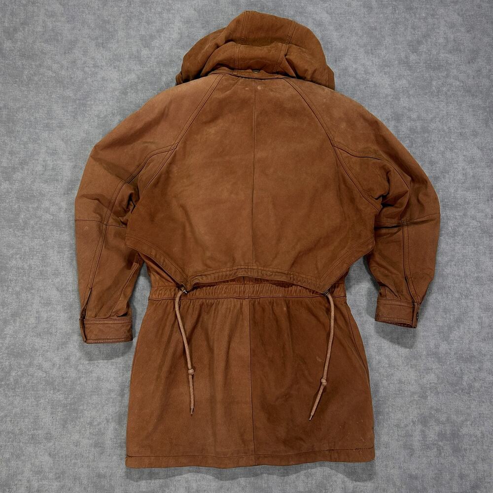 VTG Wilsons Adventure Bound brown leather parka outdoors safari womens XS - Picture 2 of 13